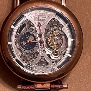 DIFFUL Skeleton Automatic Mechanical Watch - Brown Leather Strap - No Box